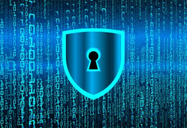 anahtar deliği ile arkaplan vektör illüstrasyonu, dijital güvenlik kavramı