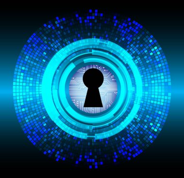 anahtar deliği ile arkaplan vektör illüstrasyonu, dijital güvenlik kavramı