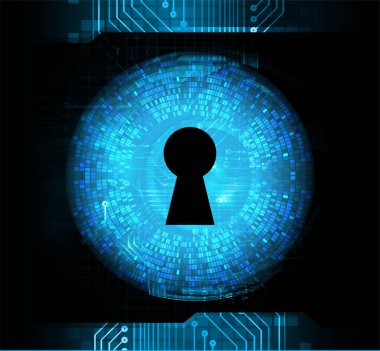 anahtar deliği ile arkaplan vektör illüstrasyonu, dijital güvenlik kavramı