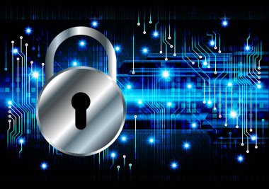 Dolabı olan arka plan vektör illüstrasyonu, dijital güvenlik kavramı