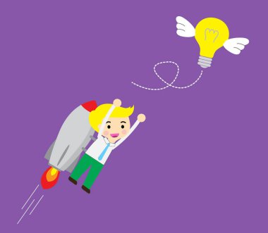 İş adamı elinde ampulü fikirle tutuyor