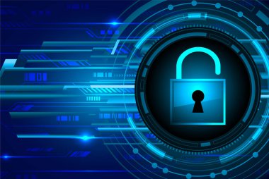 Dolabı olan arka plan vektör illüstrasyonu, dijital güvenlik kavramı