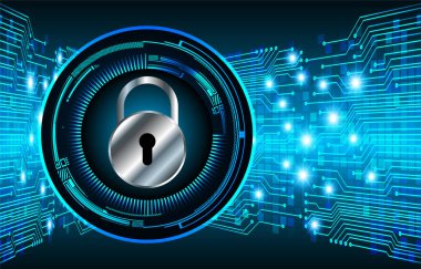 Dolabı olan arka plan vektör illüstrasyonu, dijital güvenlik kavramı