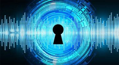 anahtar deliği ile arkaplan vektör illüstrasyonu, dijital güvenlik kavramı