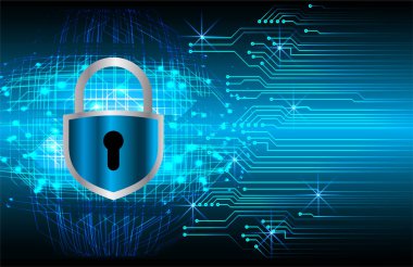 Dolap ve dijital güvenlik kavramına sahip fütüristik arka plan