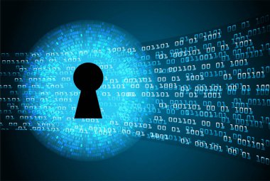 anahtar deliği ile arkaplan vektör illüstrasyonu, dijital güvenlik kavramı