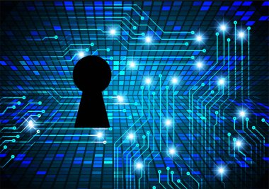 anahtar deliği ile arkaplan vektör illüstrasyonu, dijital güvenlik kavramı