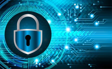 Sayısal arkaplan ve siber güvenlik konusunda kapatılmış asma kilit