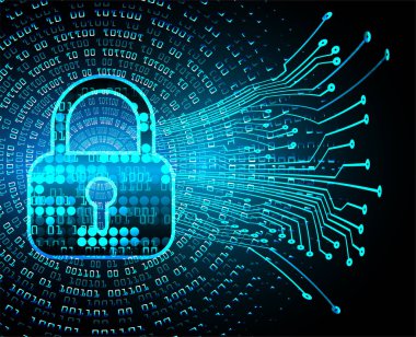 Dolap ve dijital güvenlik kavramına sahip fütüristik arka plan