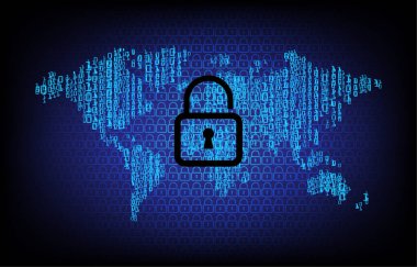 Dolap ve dijital güvenlik kavramına sahip fütüristik arka plan