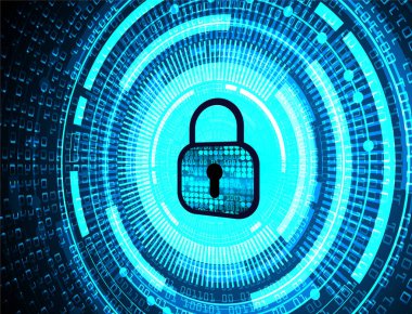 Dolabı olan arka plan vektör illüstrasyonu, dijital güvenlik kavramı