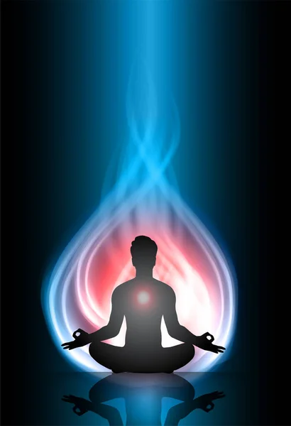 Nilüfer pozisyonunda meditasyon yapan erkek silueti