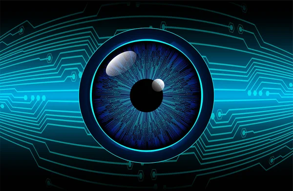 Blue Eye Cyber Circuit Toekomstige Technologie Concept — Stockvector
