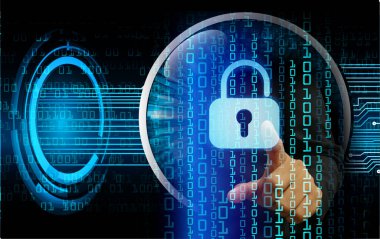 Dolap ve dijital güvenlik kavramına sahip fütüristik arka plan