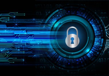 Dolap ve dijital güvenlik kavramına sahip fütüristik arka plan