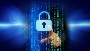 Dolabı olan arkaplan çizimi, dijital güvenlik kavramı