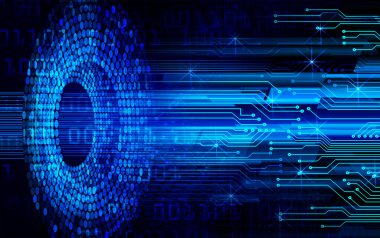 Mavi göz siber devre gelecekteki teknoloji konsepti