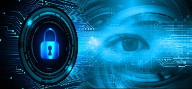 Mavi göz siber devre gelecekteki teknoloji konsepti