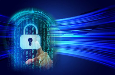 Dolabı olan arkaplan çizimi, dijital güvenlik kavramı