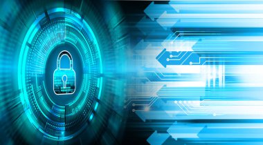 Dolap ve dijital güvenlik kavramına sahip fütüristik arka plan