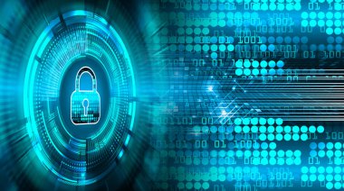 Sayısal arkaplan ve siber güvenlik konusunda kapatılmış asma kilit