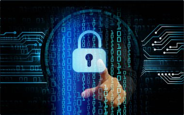 Dolap ve dijital güvenlik kavramına sahip fütüristik arka plan