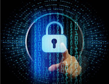 Dolap ve dijital güvenlik kavramına sahip fütüristik arka plan