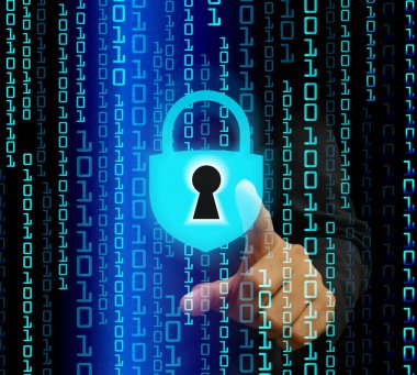 Dolabı olan arka plan, dijital güvenlik kavramı