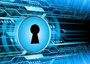 anahtar deliği ile arkaplan illüstrasyonu, dijital güvenlik kavramı