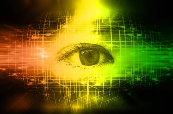 Mavi göz siber devre gelecekteki teknoloji konsepti