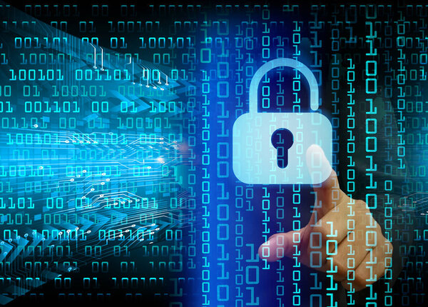 футуристический фон с шкафчиком, концепция цифровой безопасности