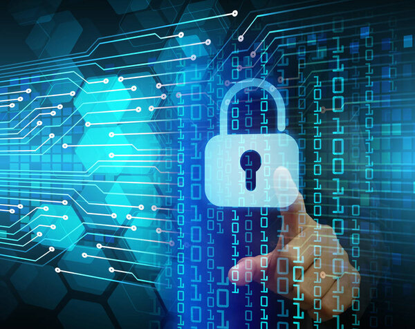 футуристический фон с шкафчиком, концепция цифровой безопасности