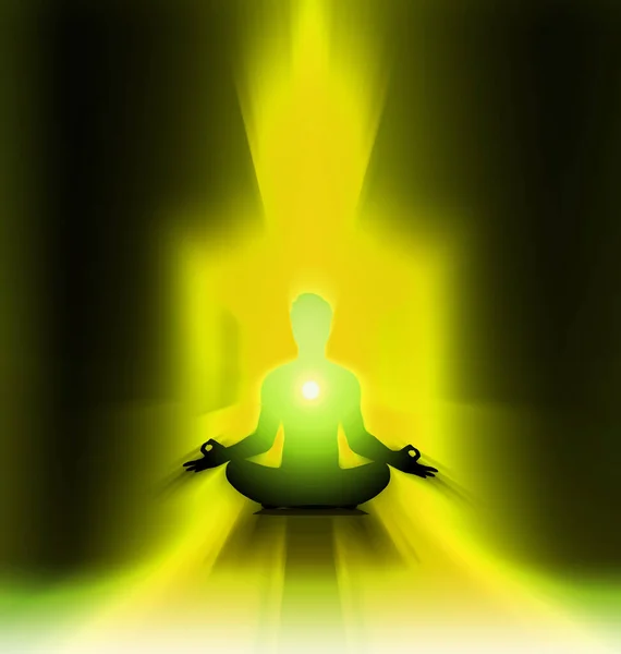 Meditando Silhouette Maschile Posizione Loto — Foto Stock