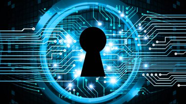 anahtar deliği ile arkaplan illüstrasyonu, dijital güvenlik kavramı