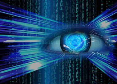 Mavi göz siber devre gelecekteki teknoloji konsepti