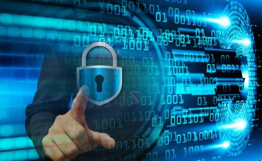 Dolap ve dijital güvenlik kavramına sahip fütüristik arka plan