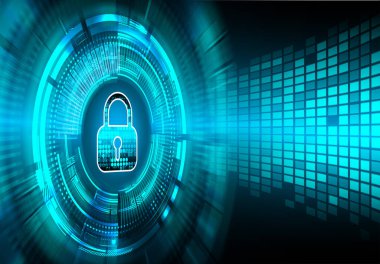 Dolabı olan arkaplan çizimi, dijital güvenlik kavramı