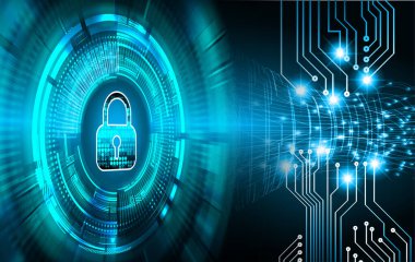 Sayısal arkaplan ve siber güvenlik konusunda kapatılmış asma kilit