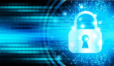 Sayısal arkaplan ve siber güvenlik konusunda kapatılmış asma kilit