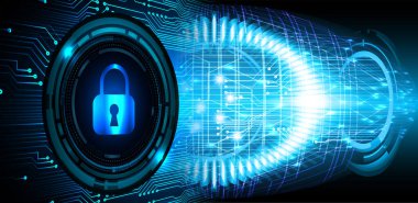 Dolap ve dijital güvenlik kavramına sahip fütüristik arka plan