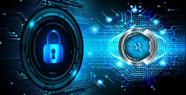 Sayısal arkaplan ve siber güvenlik konusunda kapatılmış asma kilit