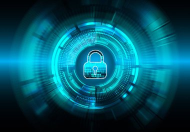 Sayısal arkaplan ve siber güvenlik konusunda kapatılmış asma kilit