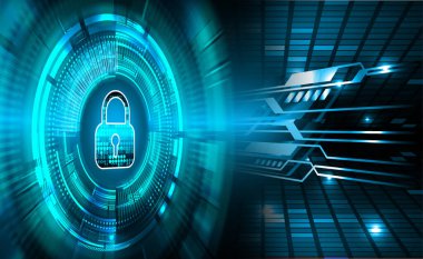 Dolabı olan arkaplan çizimi, dijital güvenlik kavramı