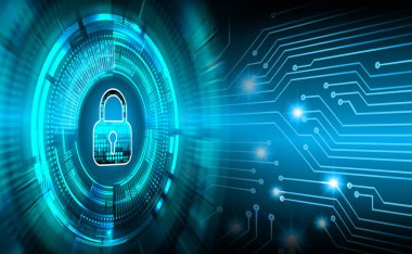 Dolap ve dijital güvenlik kavramına sahip fütüristik arka plan