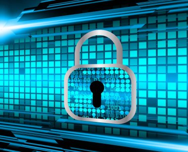 Dolabı olan arkaplan çizimi, dijital güvenlik kavramı