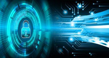 Dolap ve dijital güvenlik kavramına sahip fütüristik arka plan