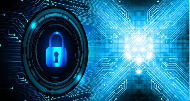 Sayısal arkaplan ve siber güvenlik konusunda kapatılmış asma kilit