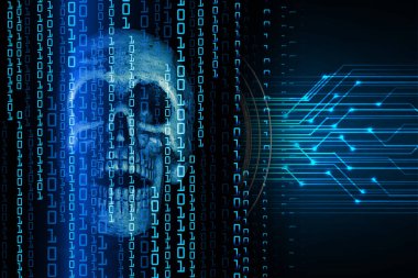 Devre kartı ve kafatası ile ikili kodların dijital bileşimi