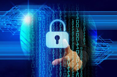 Dolap ve dijital güvenlik kavramına sahip fütüristik arka plan