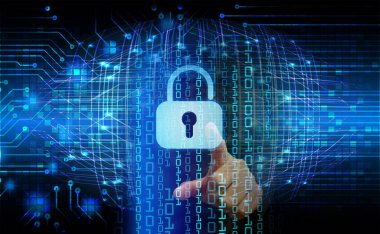 Dolap ve dijital güvenlik kavramına sahip fütüristik arka plan